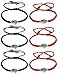 LOYALLOOK 6pcs Braided String Kabbalah Bracelets Rotating Evil Eye Hamsa Hand for Protection Bracelet Red/Black String