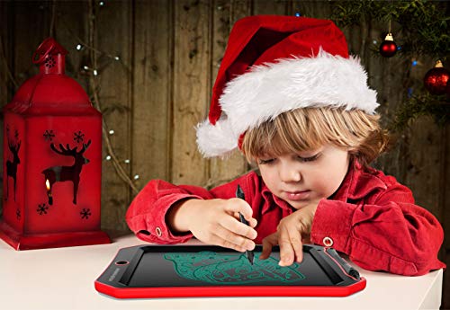 mom&myaboys LCD Writing Tablet Toys for Kids Birthday Gifts,Kids Toy 8.5 Inch Writing Boards,Electronic Writings Pads Drawing Board for Kids, Blackboard Erase Button Lock Included(Red)