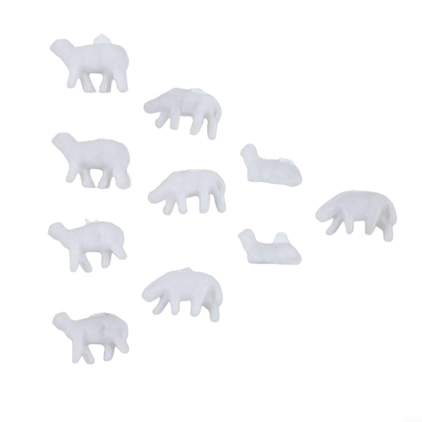 10 Pcs N Scale White Sheep Model Figures 1/87 Plastic Farm Animals For Railway Layout Diorama Building Landscape Decoration Random Style Pack