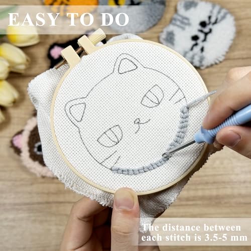 مجموعة قواعد اكواب ابرة خرامة من مورليدوا، مجموعة ابرة خرامة للمبتدئين من البالغين مع لباد لاصق وخيوط وطوق تطريز وتعليمات وابرة خرامة يمكنك صنعها بنفسك