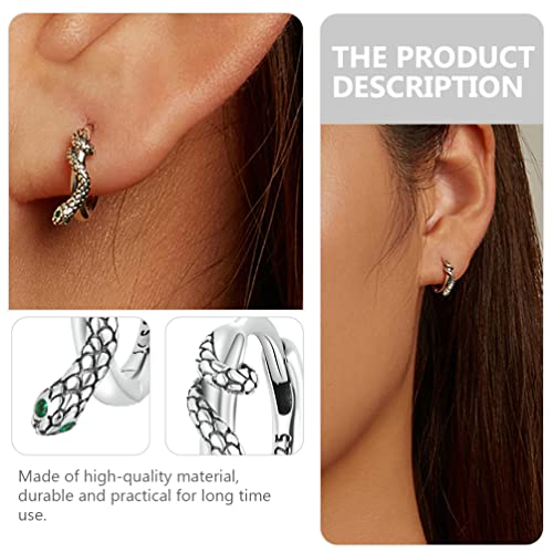 Generic Snake Earrings Women Sterling Silver 925 Stud Earrings Hoop Earrings With Green Cubic Zirconia Stones Ear Clip Punk Gothic Animal Jewelry Gift For Girls, 1.2X0.4Cm (H14Sgx565Ewh93X52Yp5Rf) #TOP5