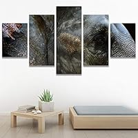 SIGNWIN 5 Panel Canvas Wall Art Animals Black and White Dramatic Duotone Expressionism Grey Modern Artwork for Home Decorations Ready to Hang - 60