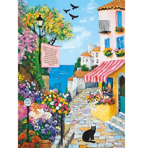 HUADADA Jigsaws 1000 Pieces for Aduls Puzzles-Jigsaw Puzzle 1000-Family Interactive Games Adult Puzzles Gifts Seaside Town