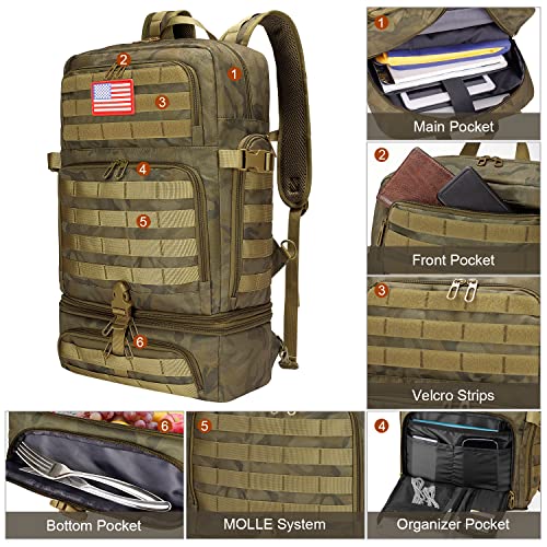 Bertasche Lunch Backpack For Men, 15.6 Inch Laptop Backpack For Work College Travel Camping Tactical Molle Daypack, Camo Green #TOP3