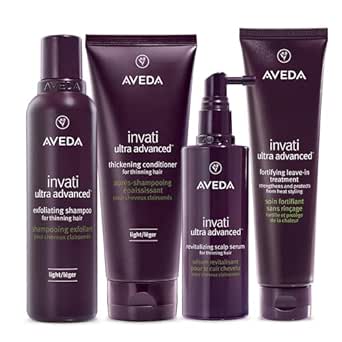 Aveda Invati Ultra Advanced Light 4-Step System | Exfoliating Shampoo, Thickening Conditioner, Revitalizing Scalp Serum, Fortifying Leave-In Treatment | Reduces Hair Loss by 77%*