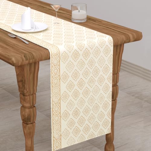 Image of BLOCKS OF INDIA Hand Block Printed Cotton Table Runner, Mat and Napkin Set for Center /Dining Table