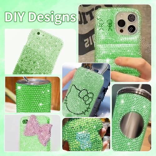 Image of 16000 Pcs Resin Rhinestones for Crafting, Flatback Green Gems Jelly Rhinestones, Mixed Sizes Green Bedazzling Crystal with Pickup Tool for DIY Crafts Clothing Tumblers Mugs Shoes Fabric Nail Art