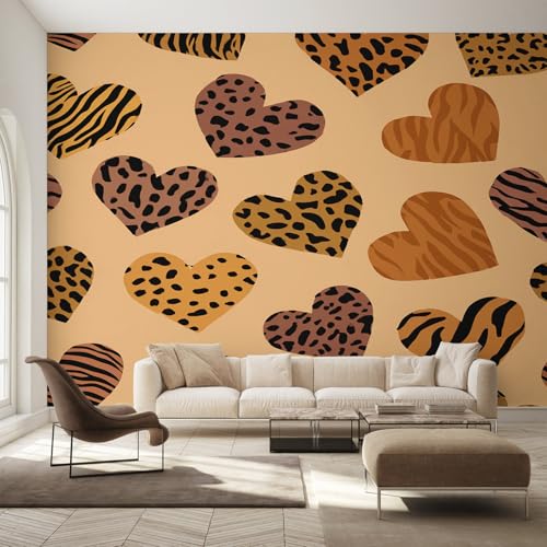 Papier peint cœur abstrait léopard pour créer un salon chaleureux