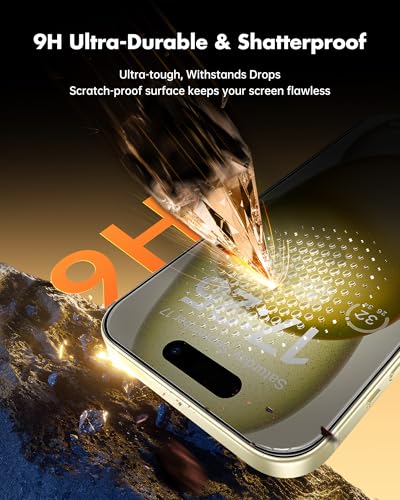 Image of UNBREAKcable Privacy Screen Protector for iPhone 15 Plus, Anti-Spy Shatterproof Tempered Glass [True 28Anti Spy] [9H Hardness] [Easy Installation Frame] Black Protector for iPhone 6.7 inch - 2 Pack