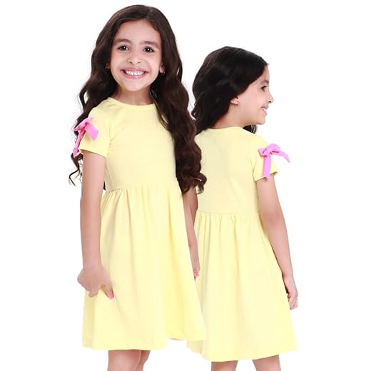 Vestido Infantil Menina Rodado Básico 100% Algodão Laço na Manga Modelo Verão