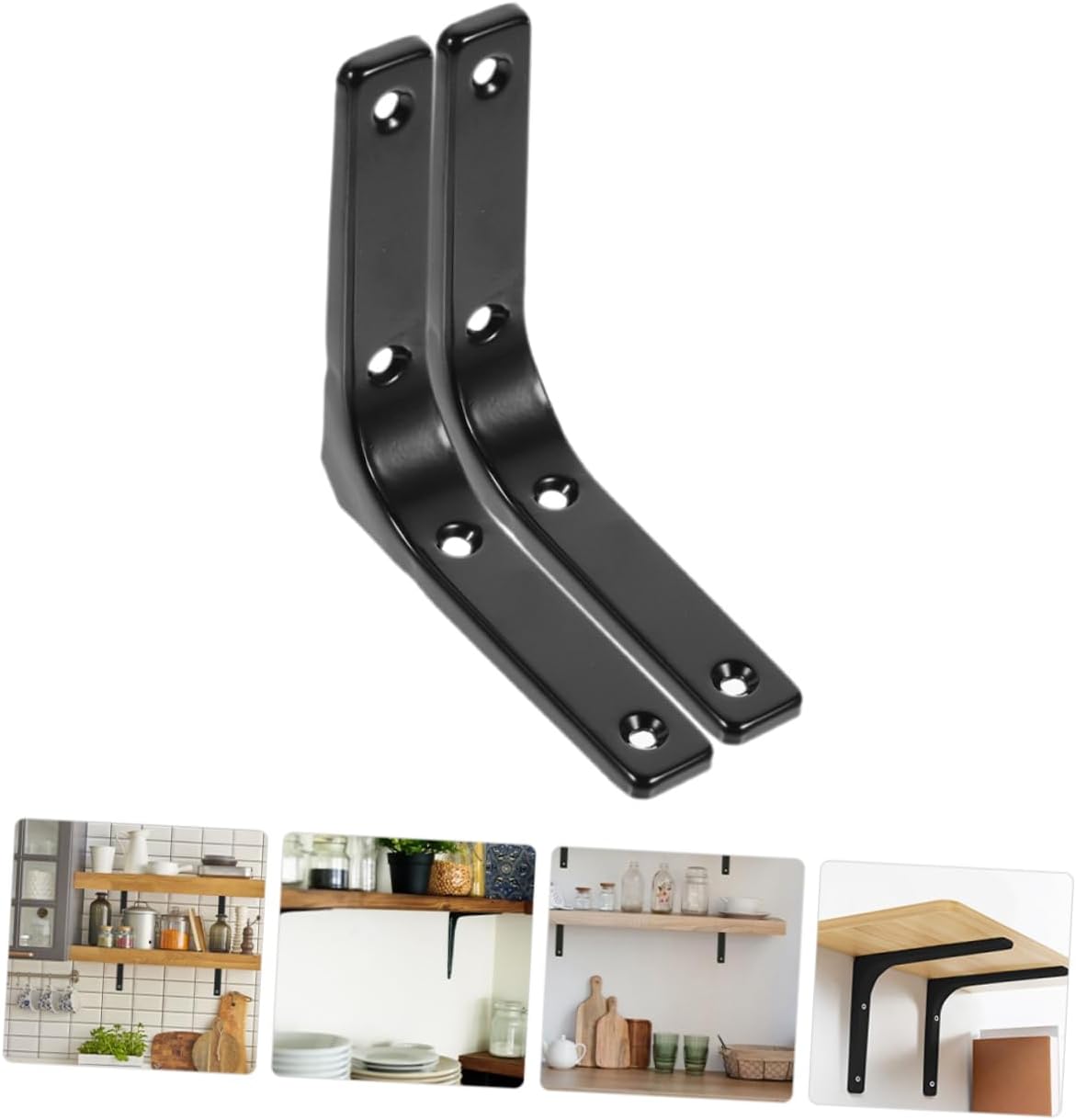 HEALLILY 2pcs Heavy Duty L-Shaped Shelf Brackets Metal Corner Braces for Wall Mounting 5 Inch Adjustable Support Brackets for Shelves