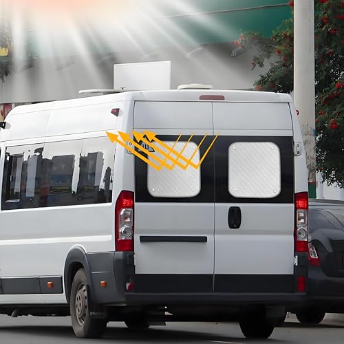 Auto Sonnenblende für die Heckscheibe Kompatibel mit FIAT Ducato 2006–2025, Doppeltür-Sonnenschutz für die Heckscheibe, Interne Thermomatten Fenster Sichtschutz UV-Schutz