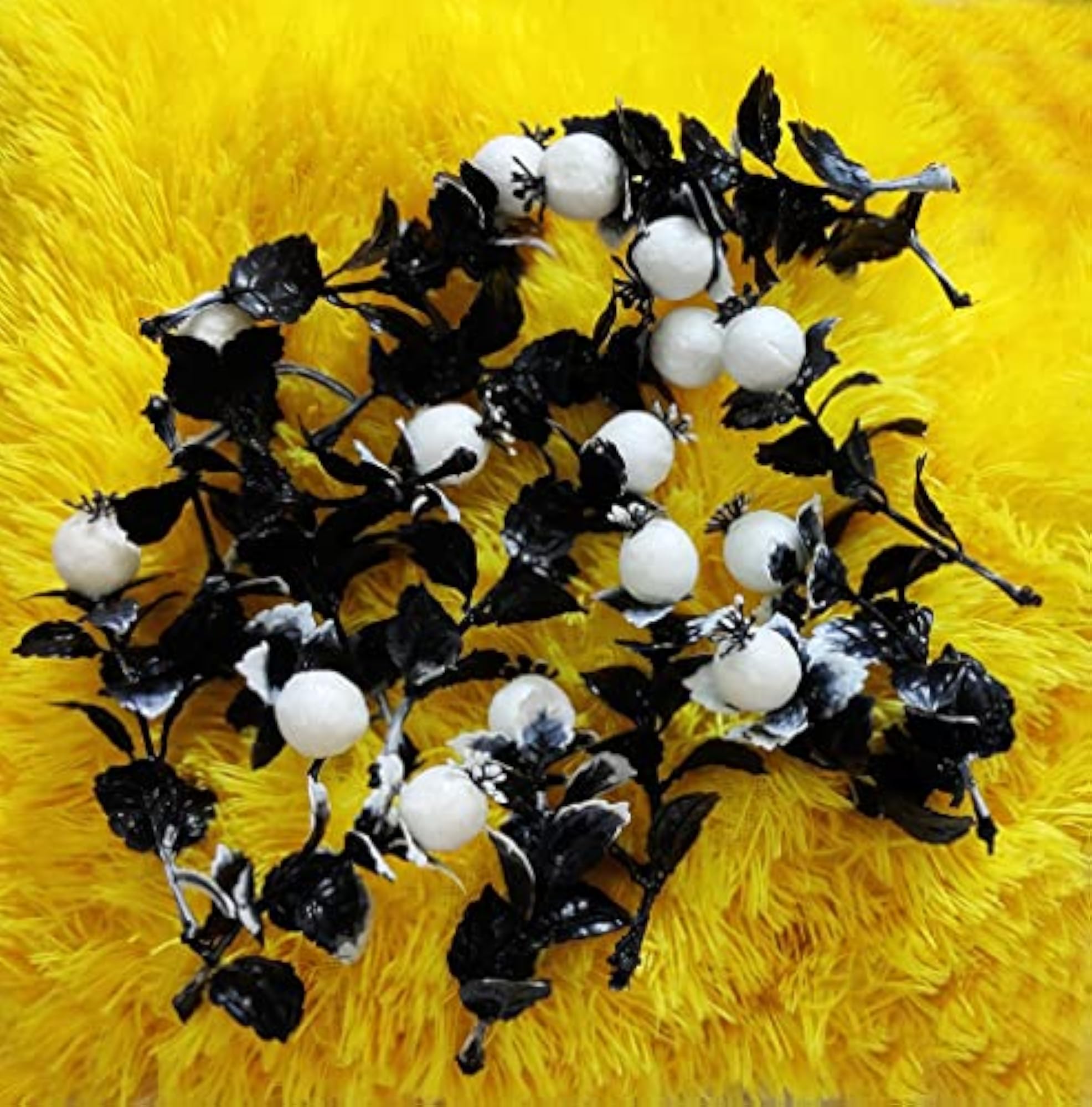 Artificial Mini Plastic Black Tree with White Cherry Flowers
