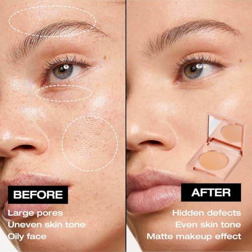 Corrector de Bajo de Ojos en Barro Colorido CC, Corrector de Color Bajo de Ojos con Pincel, Hidratante Ocultador, Cubre Ojeras Oscuras y Proporciona un Aspecto Impecable (A) - imagen 8