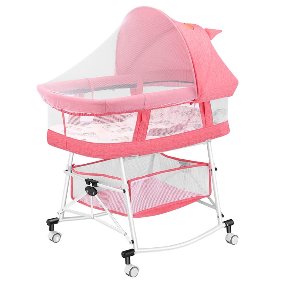 HOCC Baby Bed & Baby Crib Bed – 3-in-1 Convertible Crib, Baby Bassinet & Baby Swing – New Born Baby Items & Cradle for Baby Bouncer – Bedside Crib Baby Cot with Net, Travel Cot & Changing Table