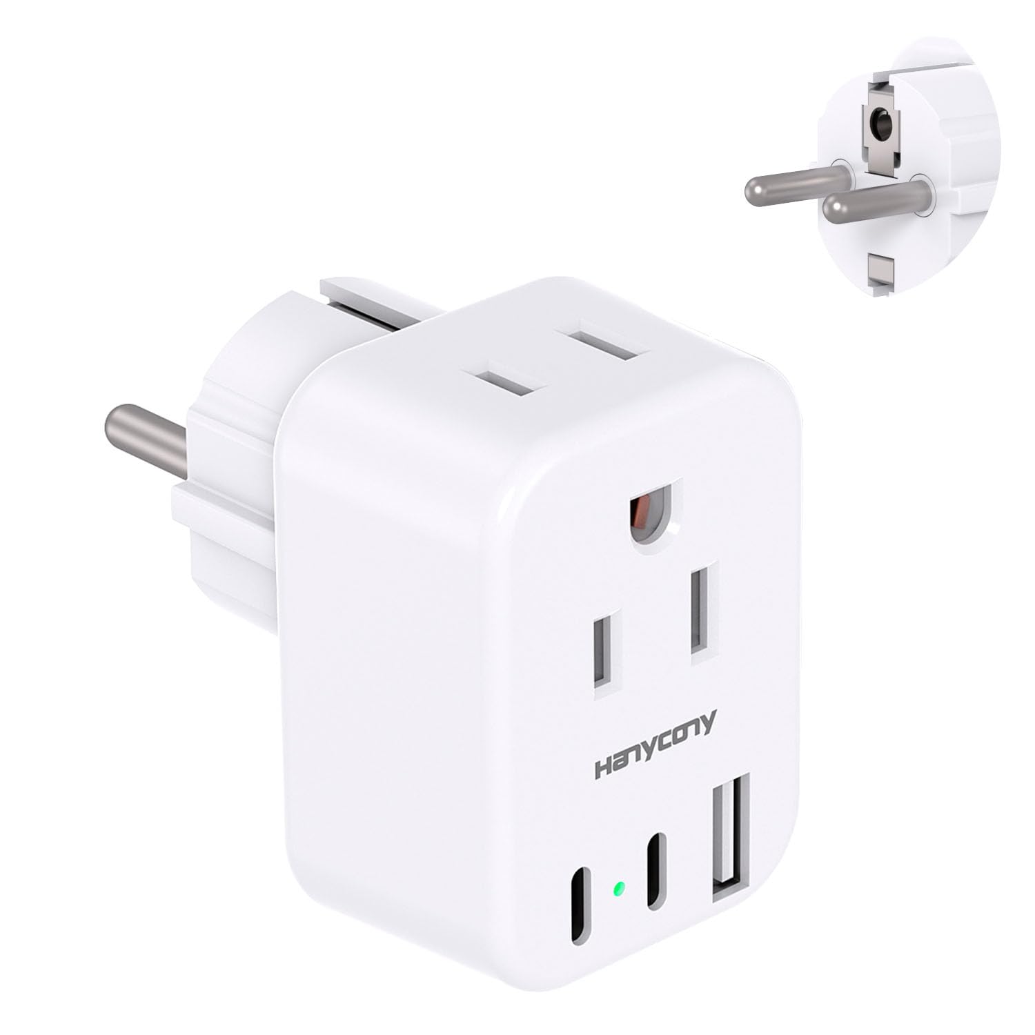 Type E F Plug Adapter, Germany France Travel Plug Adapter with 2 Outlets 3 USB Ports(2 USB C)?Schuko Plug Power Adaptor for US to Europe EU Spain Iceland Korea Greece Norway Russia German French