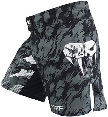 SOTF Boxing Shorts for Men Training Fight Shorts Men MMA BJJ Shorts No Gi with Pocket Gray XXL Waist 38.5-40 inch