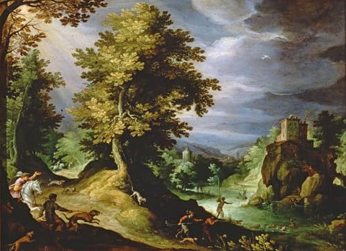 Chasse au cerf par Paul Bril peinture sur toile pour habiller un mur vide