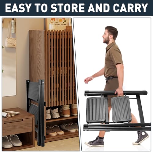 Image of 2-Step Ladder, Folding Step Stool for Kitchen /Closet /Garage, Sturdy & Lightweight Aluminum Handy Ladder, 250 lbs Capacity, Anti-Slip Pedals, Compact & Portable for Home DIY & Everyday Use