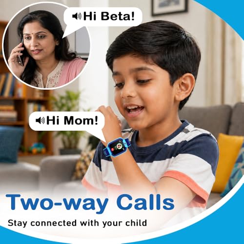 Image of SeTracker M1 Kids Smartwatch for Boys & Girls | Calling Smart Watch for Kids | 2-Way Calling, SOS & Safe Zone Alert, Location Tracker, Camera, Voice Chat, App Control | 4G /5G SIM Supported | (Blue)