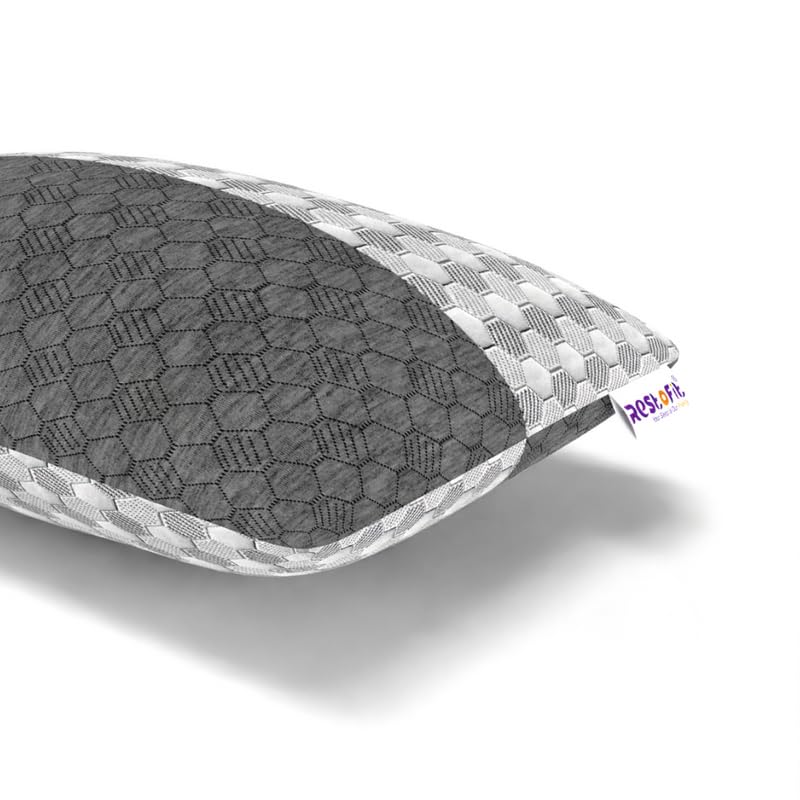 RESTOFIT Microfiber Cloud Sleeping Pillows with Adjustable Zipper | Set of 2 (Standard Size, 26x16 Inches) | White & Grey