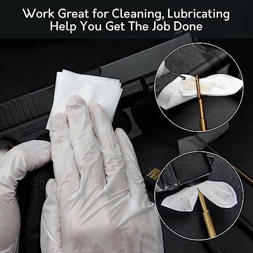 Gun Cleaning Supplies, 2'' Gun Cleaning Patches 600PCS and 6'' Gun Cleaning Swabs 400PCS - Lint Free Long Cotton Swabs, Square Gun Patches Fit for .30-45 Caliber, Pistol Rifle Cleaning Kit 7.62/ 9mm