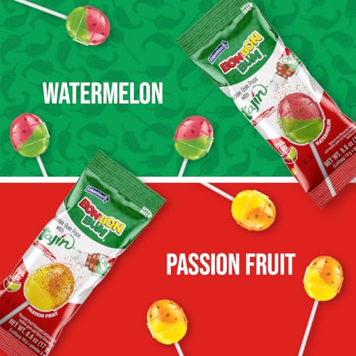 Colombina Bon Bon Bum Tajin Tropical Passion Fruit & Watermelon with Tajin Chile Lime Dip Dispenser, 30 Count (Pack of 1) by Colombina - Image 7