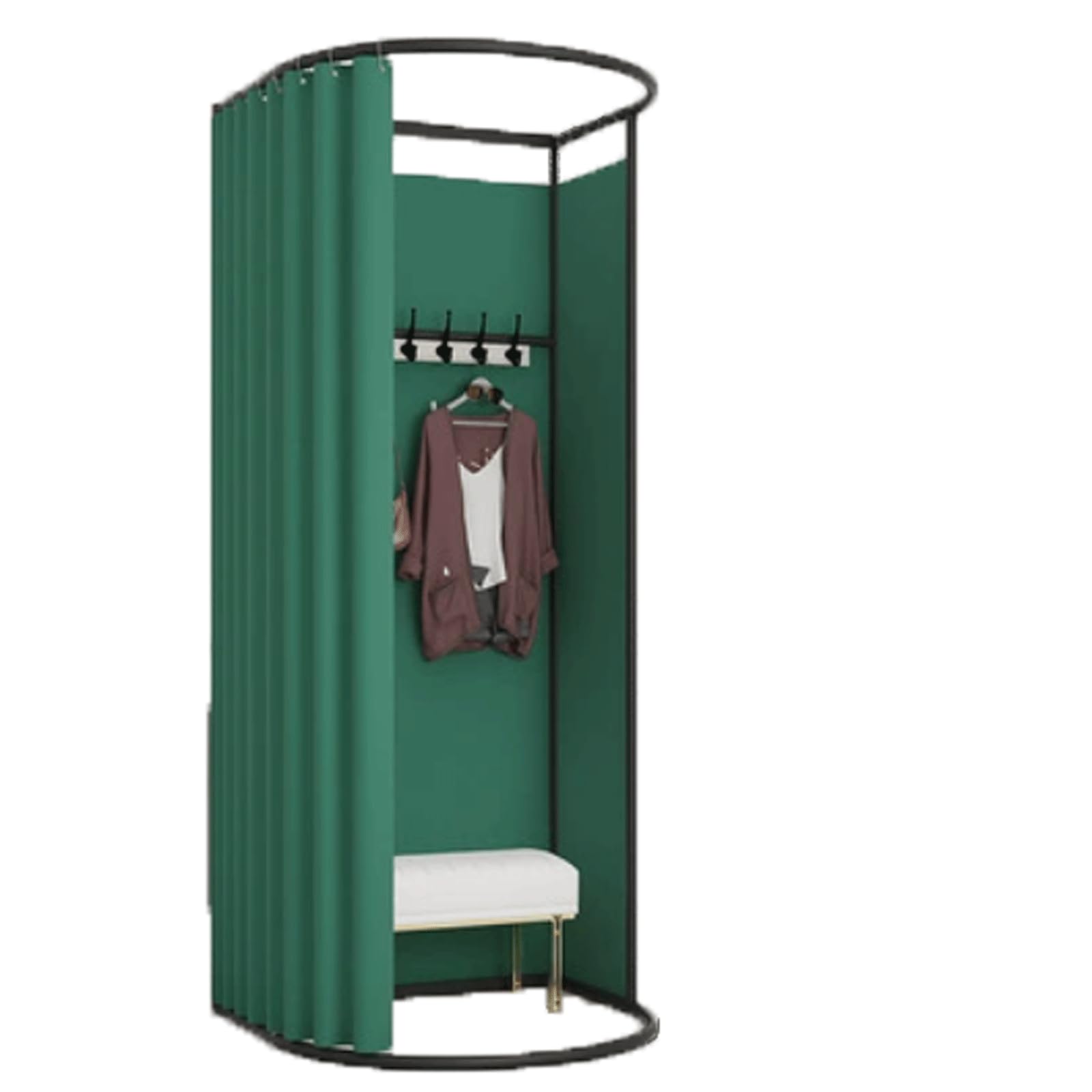 Cabine d'essayage pliable en forme de U avec rideau occultant épais
