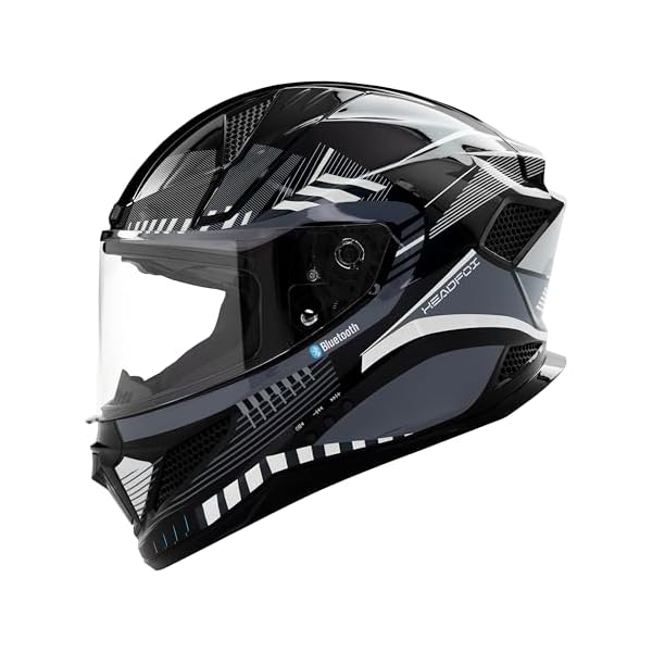 HEADFOX Sharp Track Full Face Bluetooth Helmet for Bike | Waterproof Smart Helmet for Men & Women | Built-in Bluetooth for Calls, ENC, Music & GPS | Voice Assist | ISI Certified