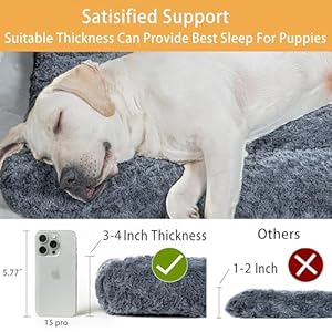 Dog Beds Crate Pad for Medium, Large Dogs, Deluxe Rose Plush Cat Sleeping Mats, Fits Crate Kennel Cage, Anti-Slip Pets Pillow, Washable Ultra Soft Fluffy Dog Bed for Crate (35″x23″Dark Grey)