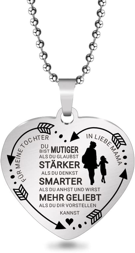 HAYOUWAY Heart Necklace - An Meine Tochter Von Mama / Papa- Vergiss Niemals, Ich Liebe Dich