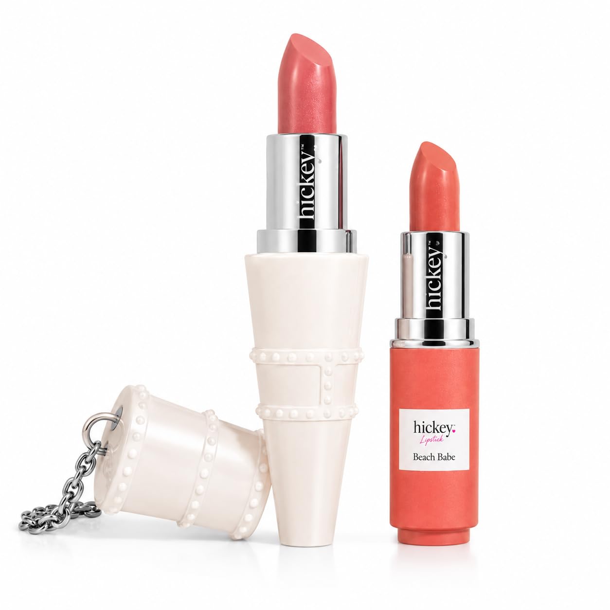 Hickey Lipstick Lot de 2 : rouge à lèvres rose clair et corail sans gluten, hydratant et durable, rouge à lèvres végétalien pour femmes avec caden rose clair et corail 1 O