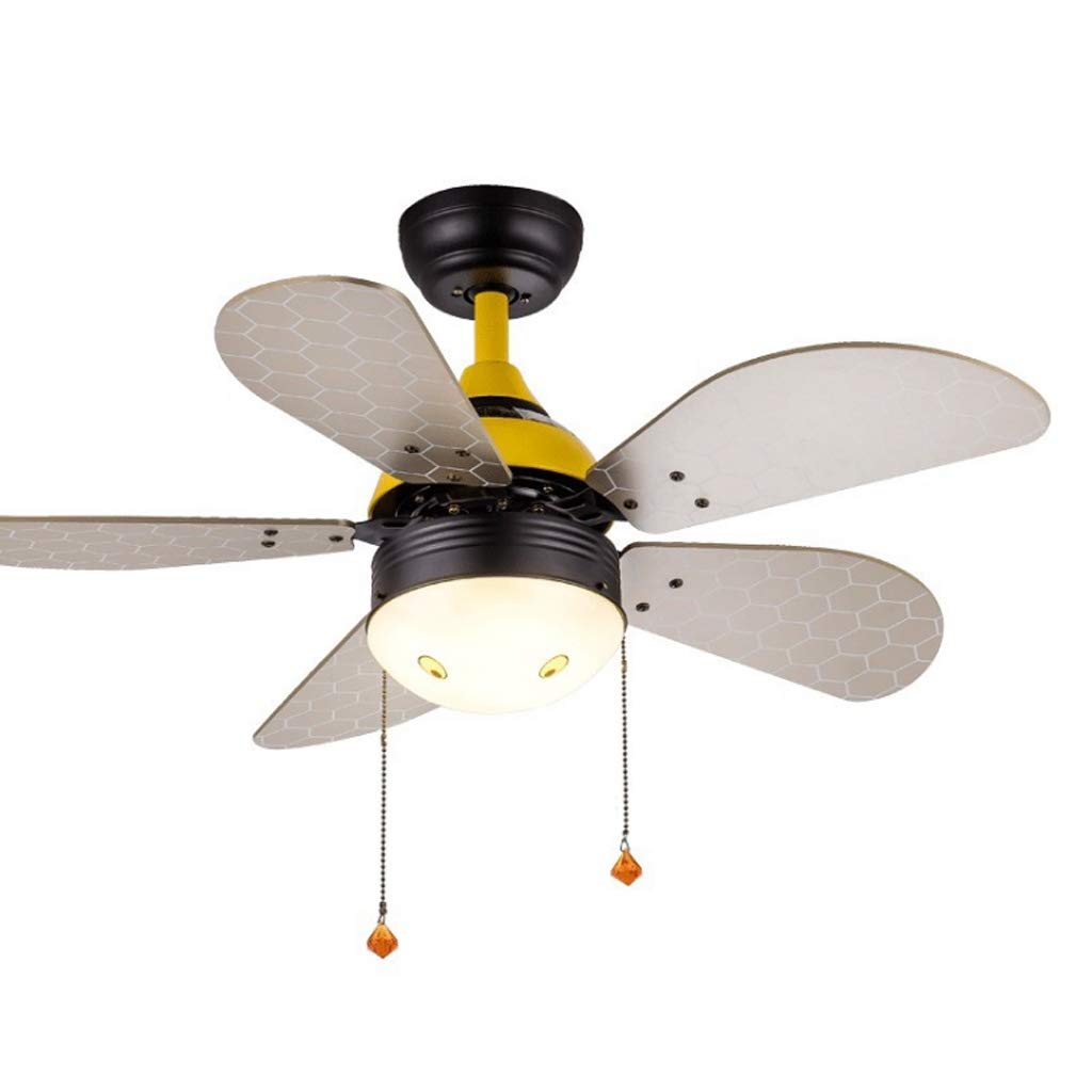 Ceiling fan light Indoor Low Profile Fan Light with LED Light and Pull Chain Control Cartoon Ceiling Fan Light for Bedroom,Living Room Ceiling Fans with Lamp (Size : 36inch)