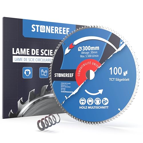 STONE REEF Lame de scie circulaire 300 x 30 mm [avec adaptateur sur alésage 20 et 16 mm], compatible avec meuleuse d'angle Bosch, Makita, etc. - Lame de scie...