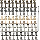 NIYATA 100Pcs Bouton de Col à Vis 5mm en Alliage de Zinc,Rivets en Cuir avec Pince Perforatrice,Rivets pour Cuir Decoratif,pour Fixation et Réparation du Cuir,Vêtements et Sac à Main