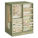 SONGMICS Jewelry Box Organizer, 360° Rotating, 5 Drawers, Laurel Green