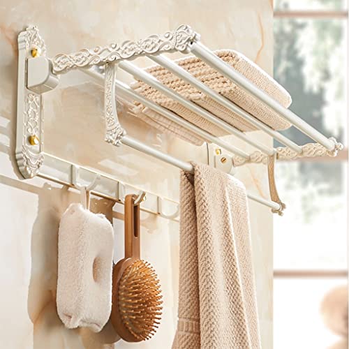 Porte-serviettes mural pliable 50cm en aluminium pour salle de bain au style européen chic
