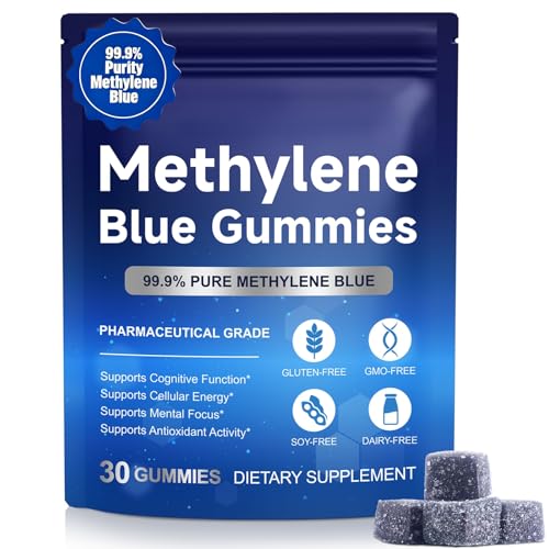 Methylene Blue Gummies 99.9% Pure Methylene Blue 5mg for Cognitive Clarity & Cellular Energy Supplement 30 Gummies