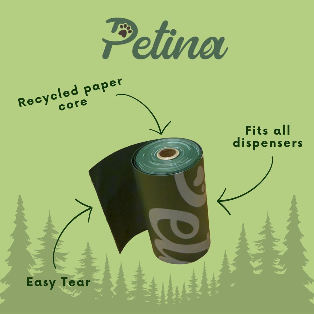 Petina 100% Compostable Dog poo bags, Planet Friendly, Biodegradable, Plant Based Dog Poop Bags Rolls - Image 2