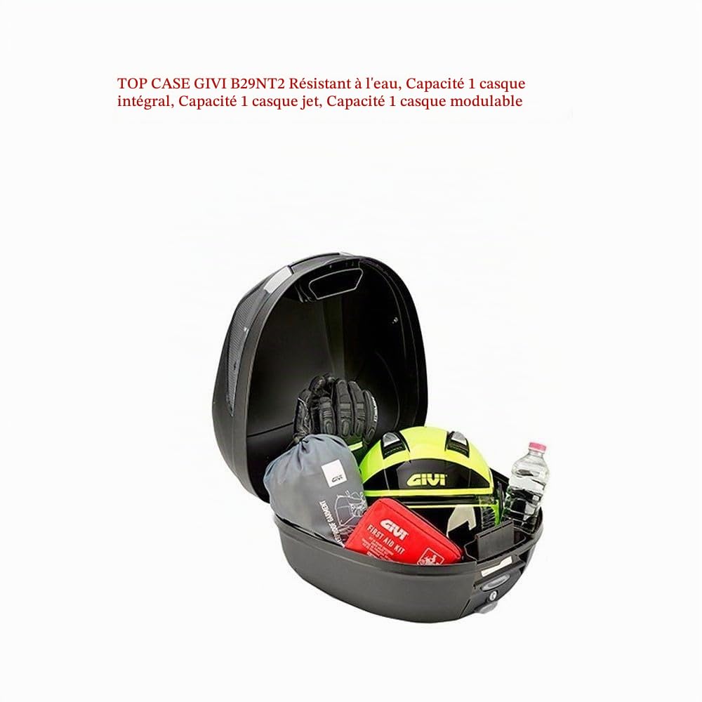 Compatible avec Aprilia SXR 50 B29NT2 Valise Tech Top Case+Plaque GIVI pour 1 Casque INTÉGRAL OU Jet Inserts Transparents Moto Scooter avec Porte-Bagages ARRIÈRE