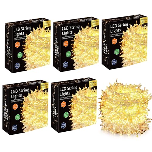 Image of Gesto Warm White Led Serial String Lights - Waterproof Copper Wire Yellow Fairy Lights for Home Decoration,Christmas, Deepawali & Diwali Decoration Lights for Balcony Outdoor (19 Meter | Pack of 5)
