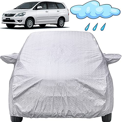 Image of Autofact Waterproof Car Body Cover Compatible with Toyota Innova (2000 to 2016) with Mirror Pockets (Shinning Silver).