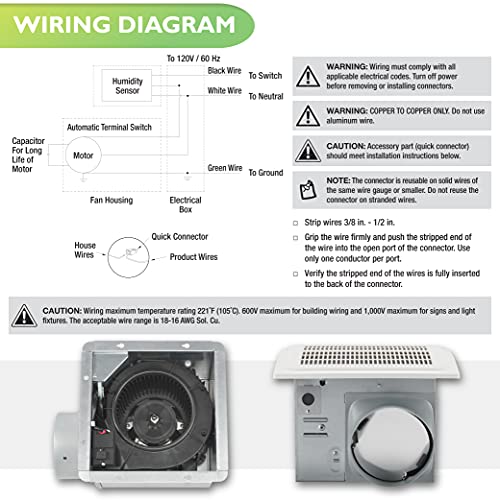 Image of Homewerks 7136-02HW Bathroom Humidity Sensor Powerful Exhaust Ventilation Fan 140 CFM Whisper Quiet 1.0 Sone Energy Star