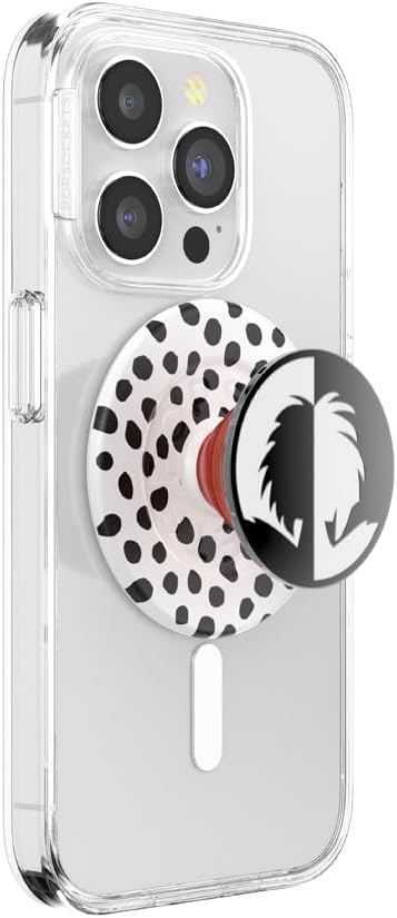 PopSockets PopGrip for MagSafe, Magnetic Phone Grip & Stand, Swappable Top, Secure Grip for iPhone MagSafe Cases, Kickstand for Hands-Free Viewing, Wireless Charging Compatible – Cruella De Vil