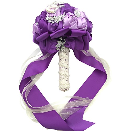 Abbie Home Advanced Customization Romantic Bride Wedding Holding Toss Bouquet Rose Brooch With Pearls And Rhinestone Decorative Brooches Accessories-Multi Color Selection (336Pu) #TOP1