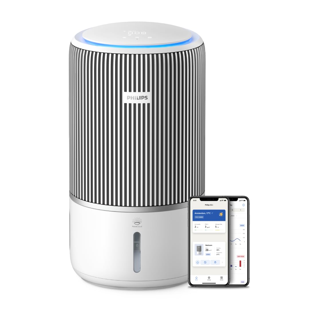 Smart 2-in-1 Air Purifier & Humidifier PureProtect Water 3400 Series - 78 m2, HEPA, Active Carbon, 5 Speed, Sleep Mode, Child Lock, 3.2L Water Tank, Connected, White - AC3420/10
