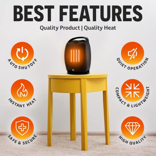 Econohome Portable Electric Space Heater 1500W/750W - Super Quiet Oscillating Heater Fan With Thermostat, Highest Safety Standard, Heats 200 Sq Ft, For Indoor Office Desk, Bedroom Or Living Room #TOP2