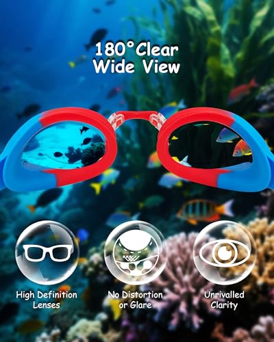 Image of Kids Swim Goggles, Anti-fog and UV Protection with Swim Cap for Age 3-15 Youth Boys Girls Toddler