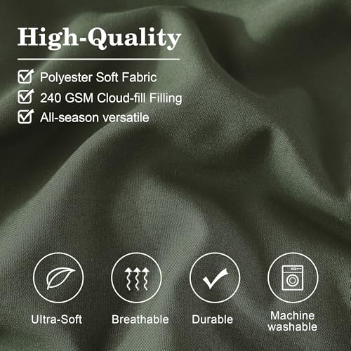 Image of Monbix Oversized Queen Size Comforter Set - 7 Pieces Bed in a Bag, Olive Green Bedding Sets with Comforter, All Seasons Comforter Bed Set with Sheets, Pillowcases & Shams