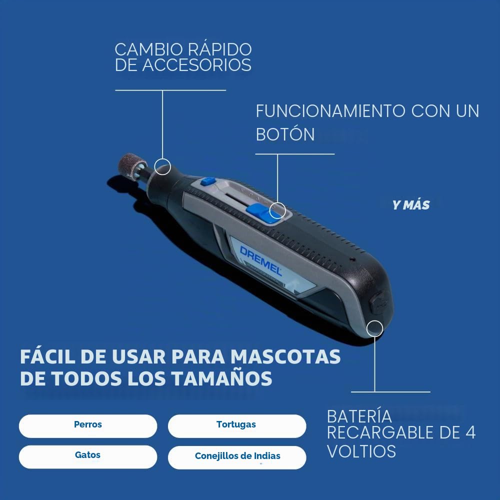 Dremel PawControl 7760-PET - Molinillo y recortador de uñas para perros, kit de herramientas de aseo inalámbrico y recargable para mascotas, seguro para perros, gatos y animales pequeños (exclusivo de